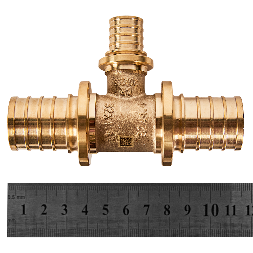 Тройник РЕХАУ с уменьшенным боковым проходом 32-20-32 MX для труб из сшитого полиэтилена аксиальный