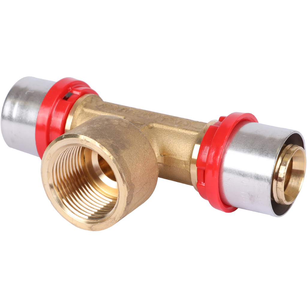 Тройник TIEMME с внутренней резьбой 26х3/4x26 для металлопластиковых труб прессовой, 1650048