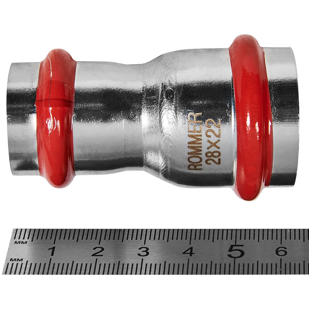 Муфта ROMMER переходная, 28х22, из нержавеющей стали прессовой