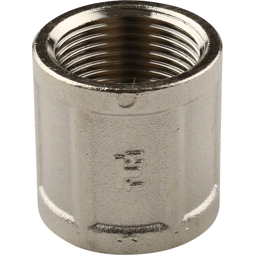 Муфта TIEMME ВВ никелированная 3/4х3/4 для стальных труб резьбовой, 1500150