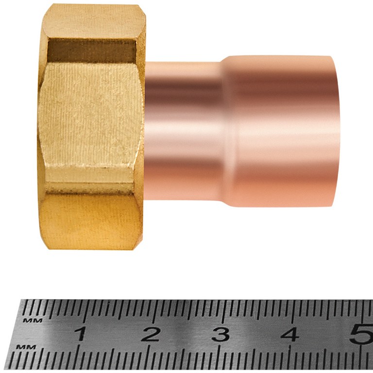 Переход JINTIAN ВП-ВР 22x1 с накидной гайкой из меди под пайку, JT-15359221