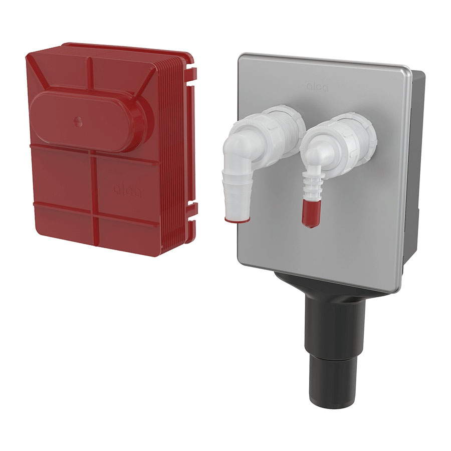 Сифон для стиральной машины AlcaPlast под штукатурку для подключения до двух устройств DN40 и DN50, нержавеющая сталь, APS6