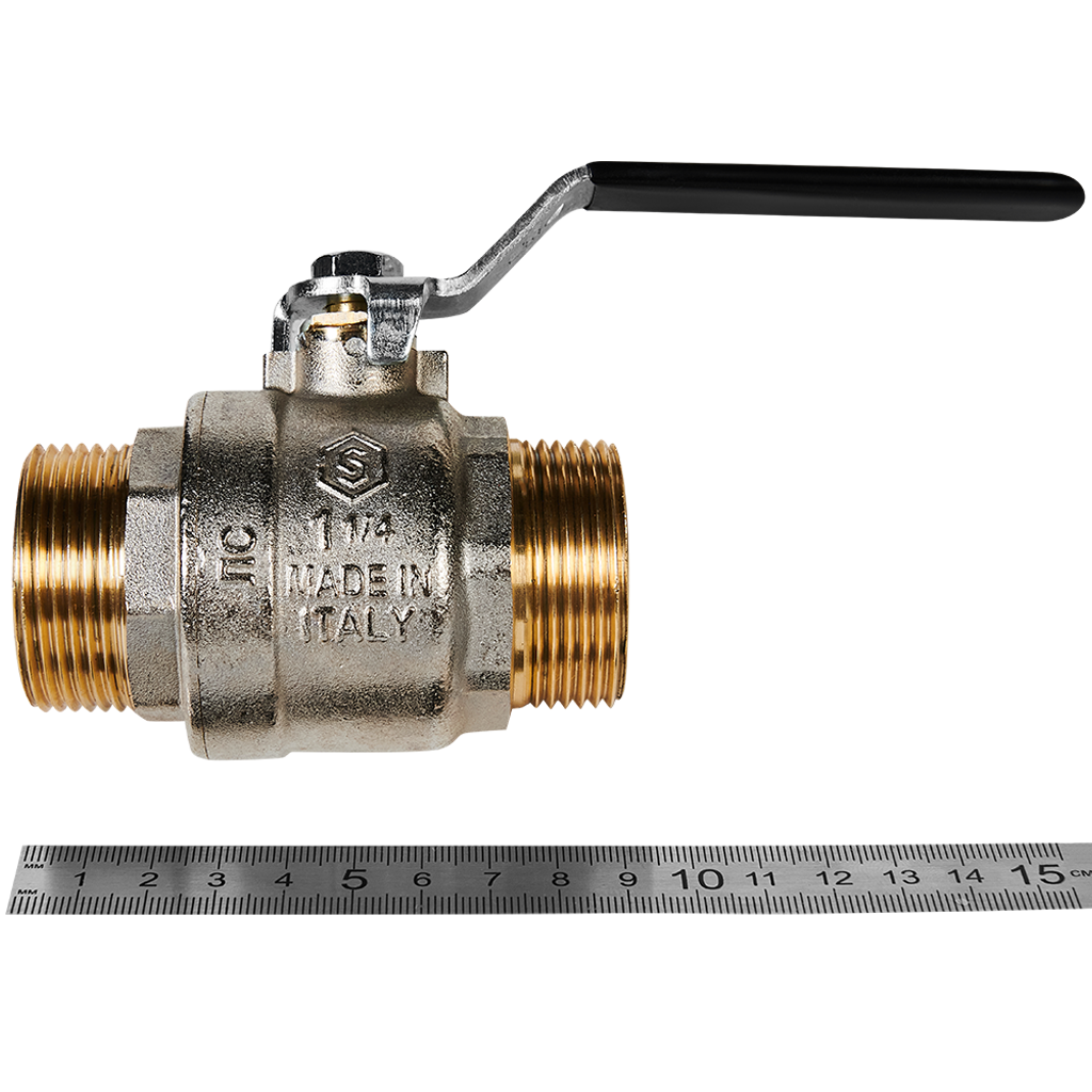 Кран шаровой полнопроходной STOUT НР/НР ручка рычаг 1 1/4