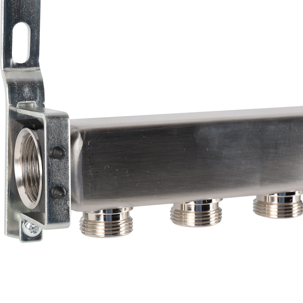 Коллектор из нержавеющей стали ROMMER для радиаторной разводки 10 выходов, RMS-4401-000010