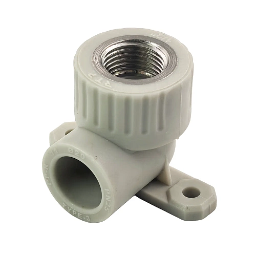 Угольник комбинированный с креплением PPR внутренняя резьба 20х 1/2,  серый, РТП