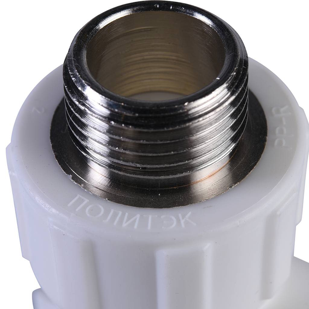 Настенный комплект Политэк 25х1/2 с наружной резьбой для смесителя для полипропиленовых труб под сварку (цвет белый), 9600102512