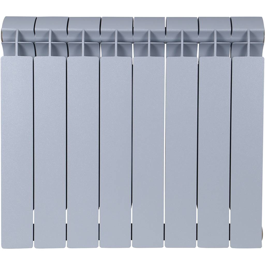 Радиатор биметаллический Global STYLE PLUS 500 8 секций боковое подключение (цвет cod.08 grigio argento opaco metallizzato 2676 (серый)), 155270