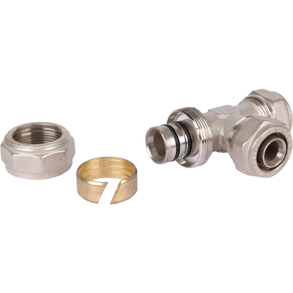 Тройник переходной TIEMME (26.3х20.2х20.2) для металлопластиковых труб винтовой, 1600080