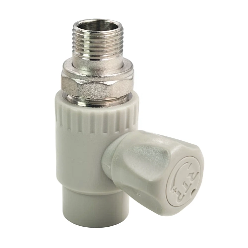 Кран шаровой для радиатора прямой PPR 20х1/2,  серый, РТП