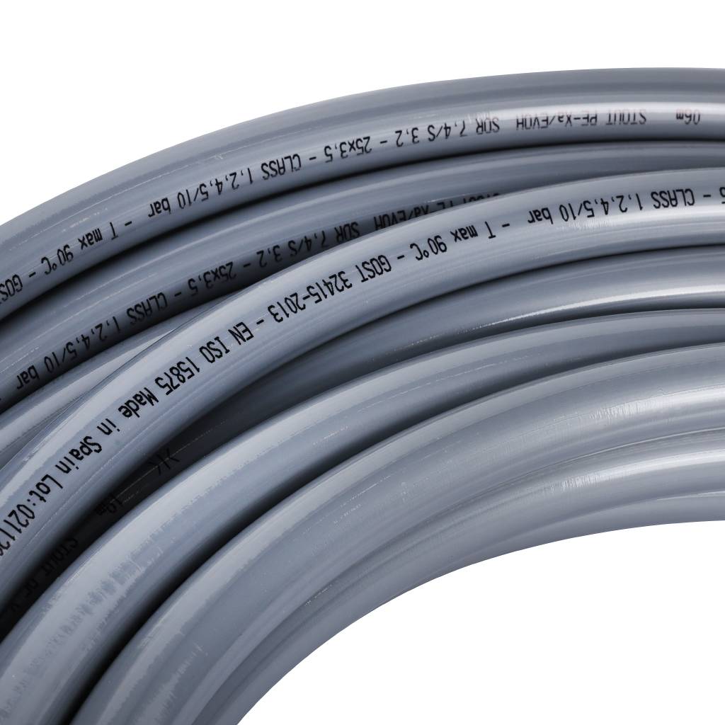 Труба из сшитого полиэтилена STOUT PEX с кислородным слоем, 25х3,5 (бухта 30 метров), серая, SPX-0001-302535