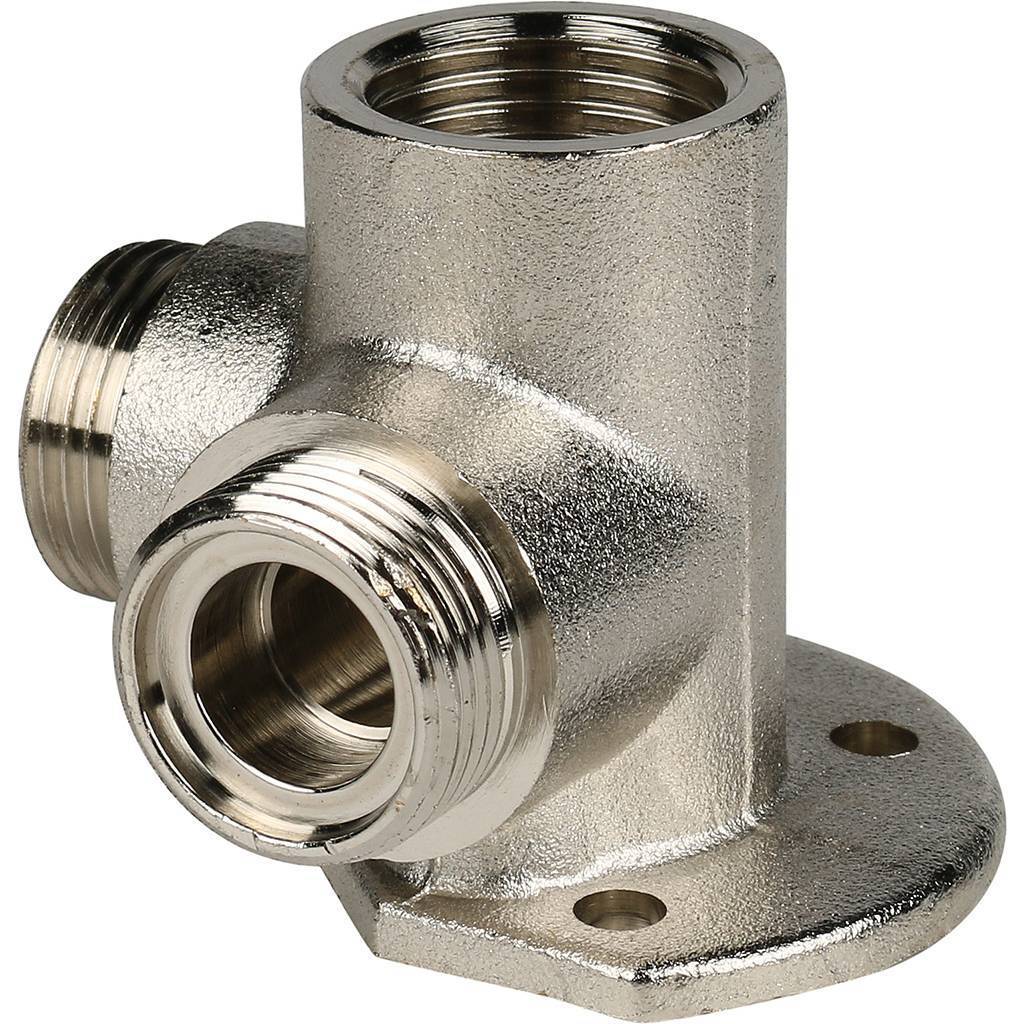 Тройник STOUT настенный с креплением для металлопластиковых труб винтовой, SFS-0014-001216