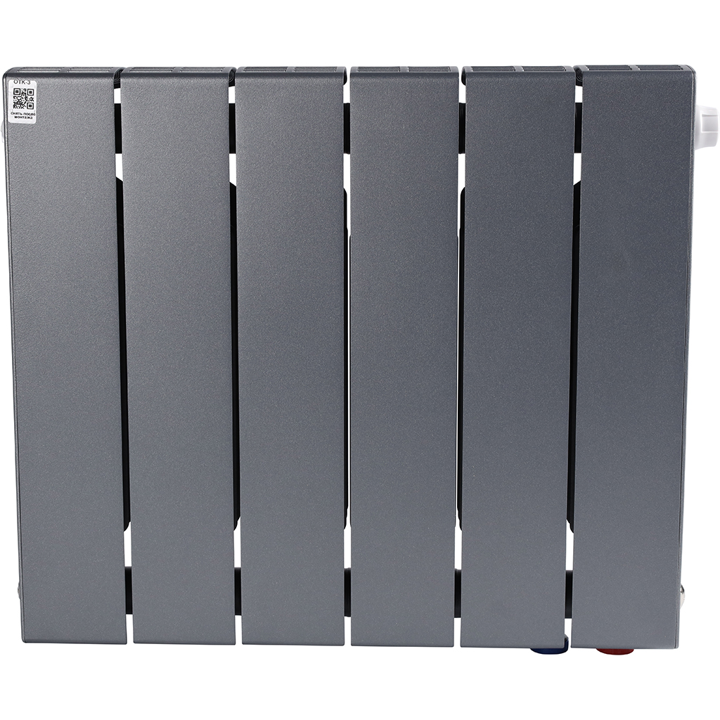 Радиатор биметаллический RIFAR SUPReMO VENTIL 350 SVR 6 секций нижнее правое подключение (Цвет ТИТАН), 4RS35.VR-6-TI