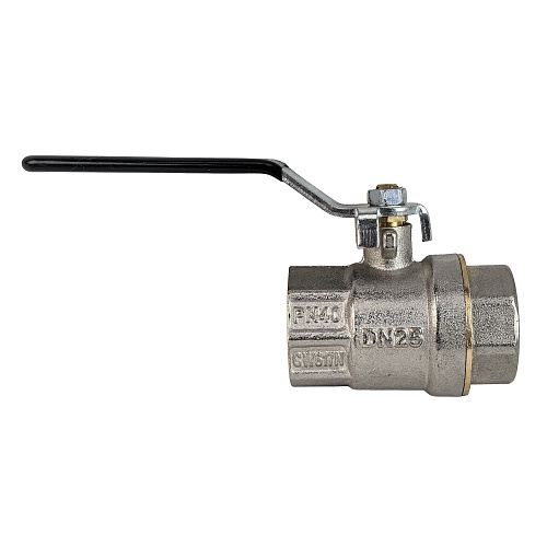 Кран шаровой ручка рычаг, латунь, внутренняя/внутренняя резьба 1,PN40 еврослот, никель, RTP