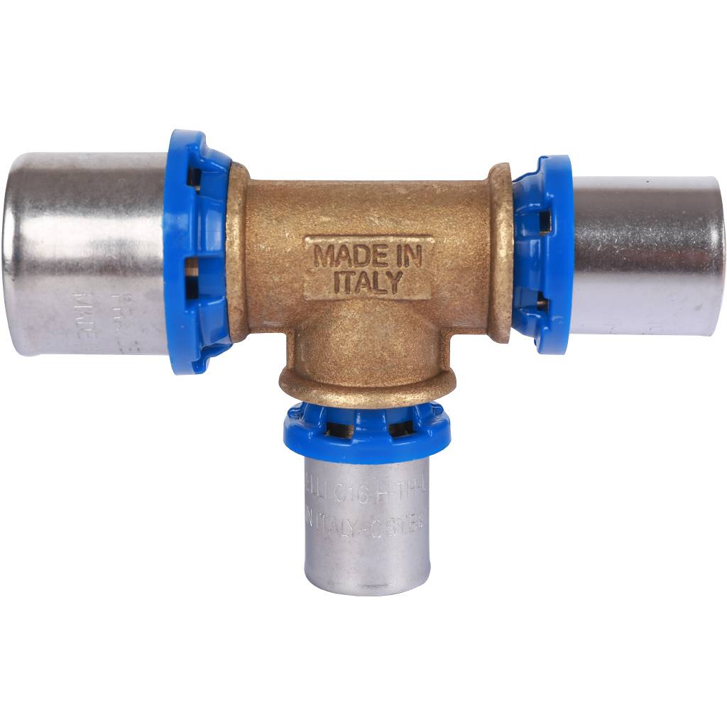 Пресс-тройник Prandelli Multyrama с редукцией 26х3-16х2-20х2 для металлопластиковых труб прессовой, 509.35.61.4