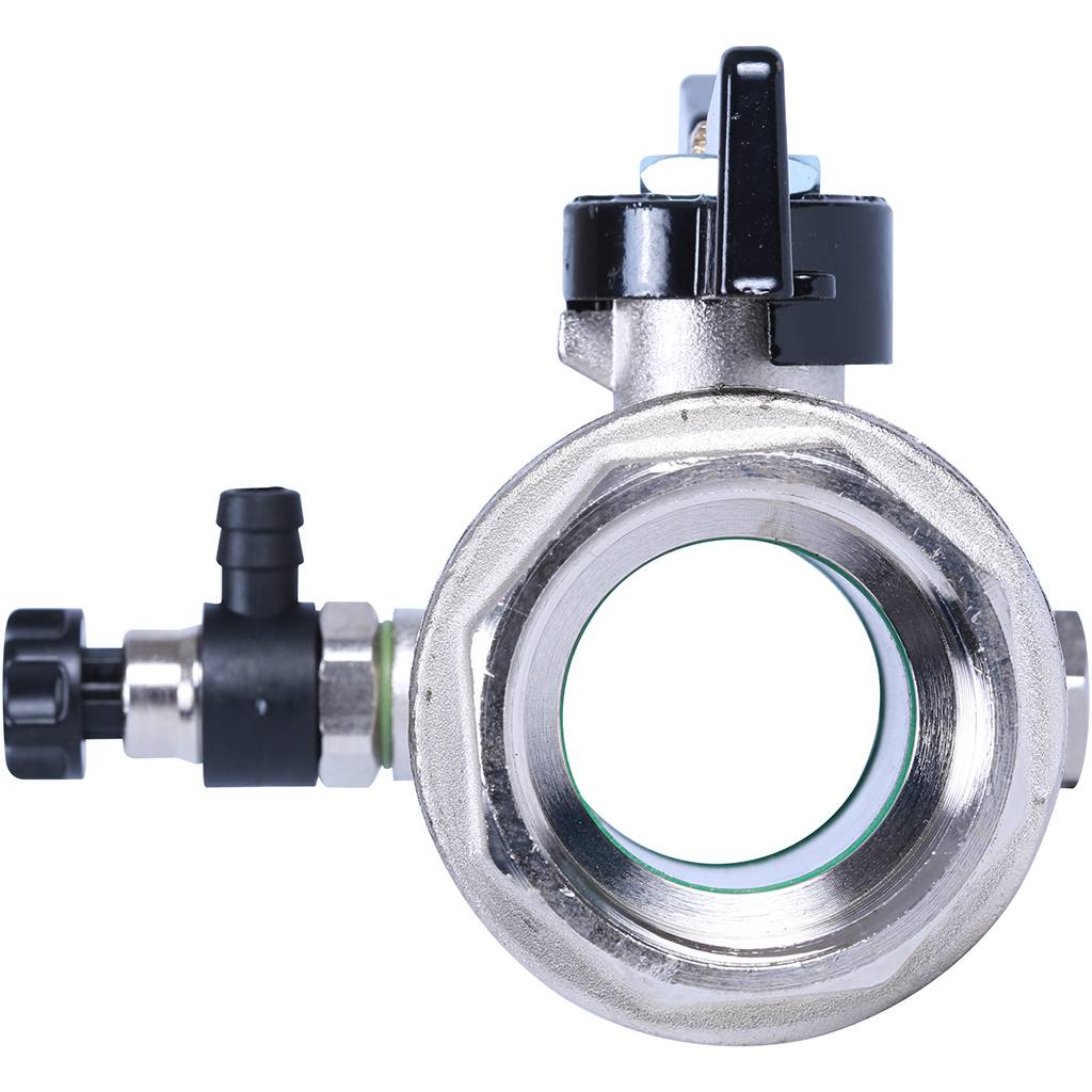 Кран шаровой BUGATTI Oregon 1 1/4 с дренажем и воздухоотводчиком, (ручка-бабочка) внут-внут резьба