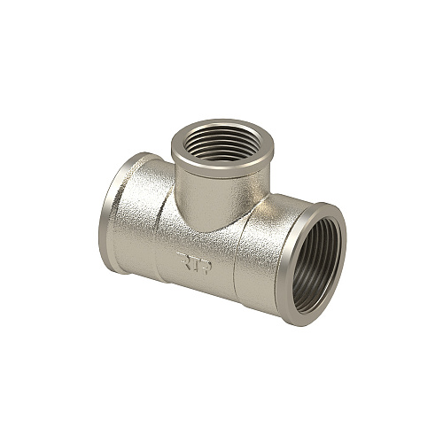 Тройник переходной, латунь, внутренняя/внутренняя/внутренняя резьба 1_1/4х1х1_1/4, никель, RTP