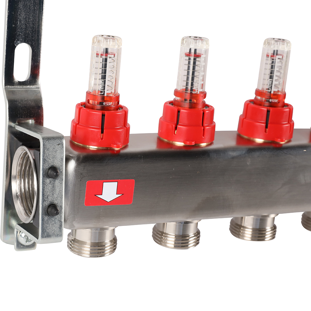 Коллектор из нержавеющей стали с расходомерами ROMMER 10 выходов