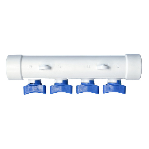 Коллектор с шаровым краном синий PPR 32х20/4,  белый, RTP