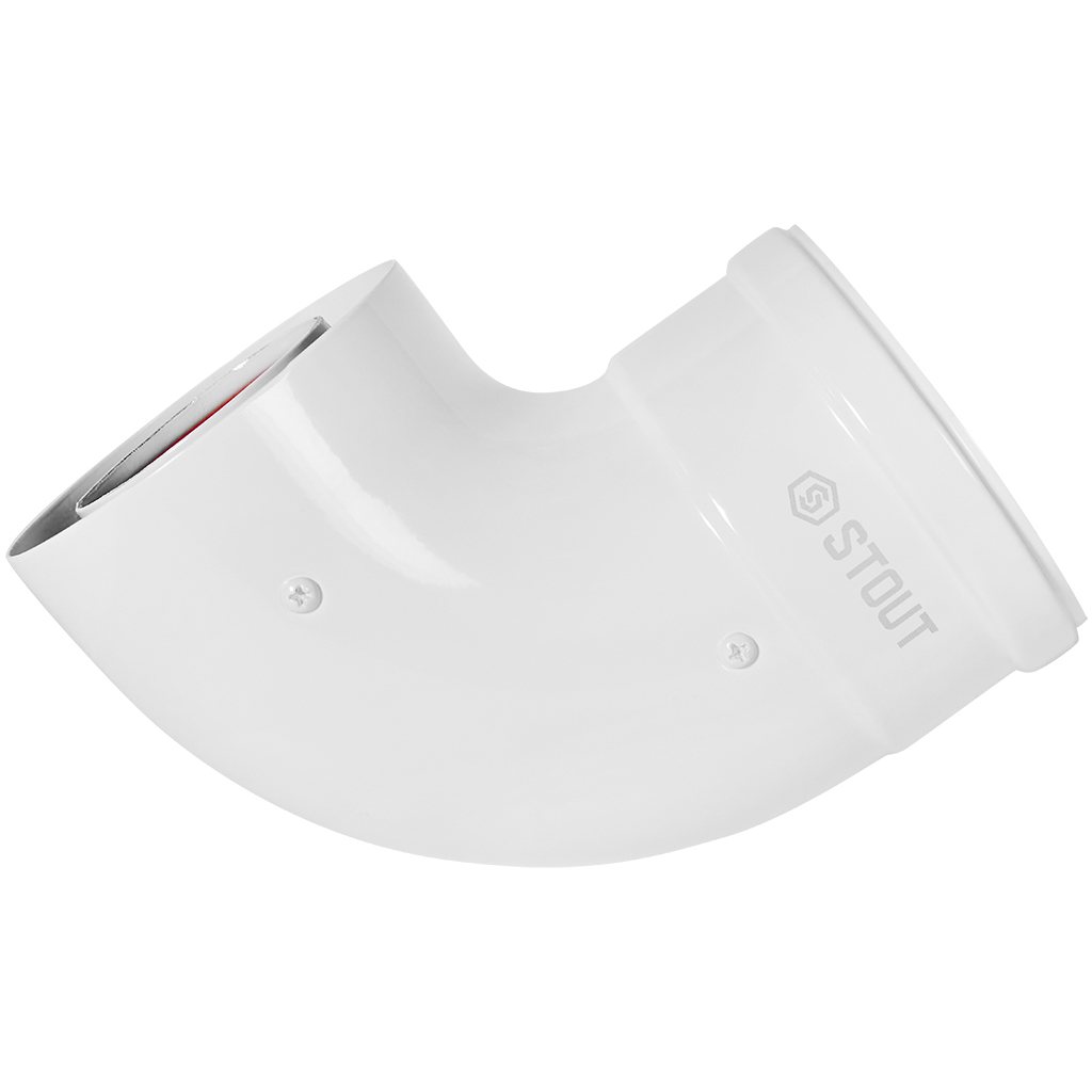 STOUT SCR-6010-250100 STOUT Адаптер подключения 90° УНИВЕРСАЛЬНЫЙ традиц. коакс. D60(м-м)/100(п-м) (хомут, фланец, втулка, адаптер) кроме Immergas, Navien D75/100 стар., SCR-6010-250100