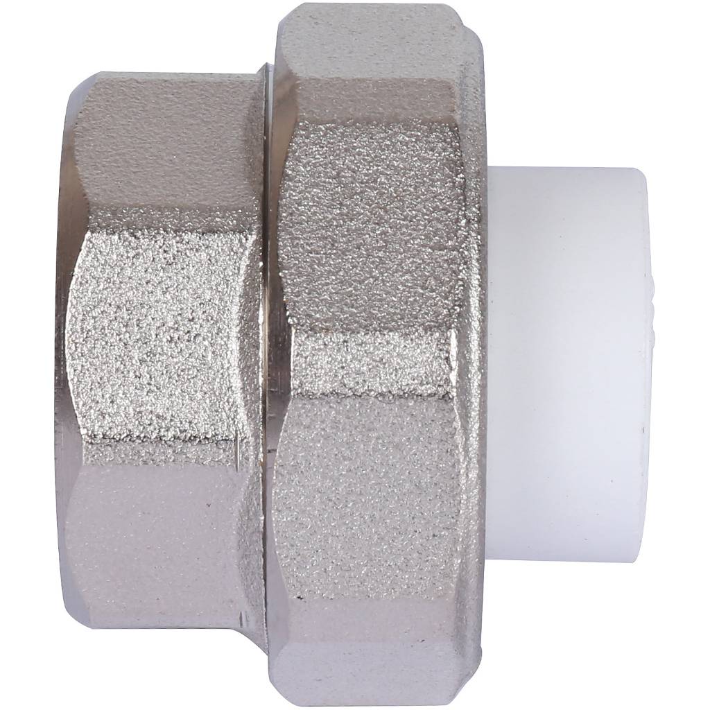 Муфта разъемная с внутренней резьбой Политэк 20х1 для полипропиленовых труб под сварку (цвет белый), 9801002001