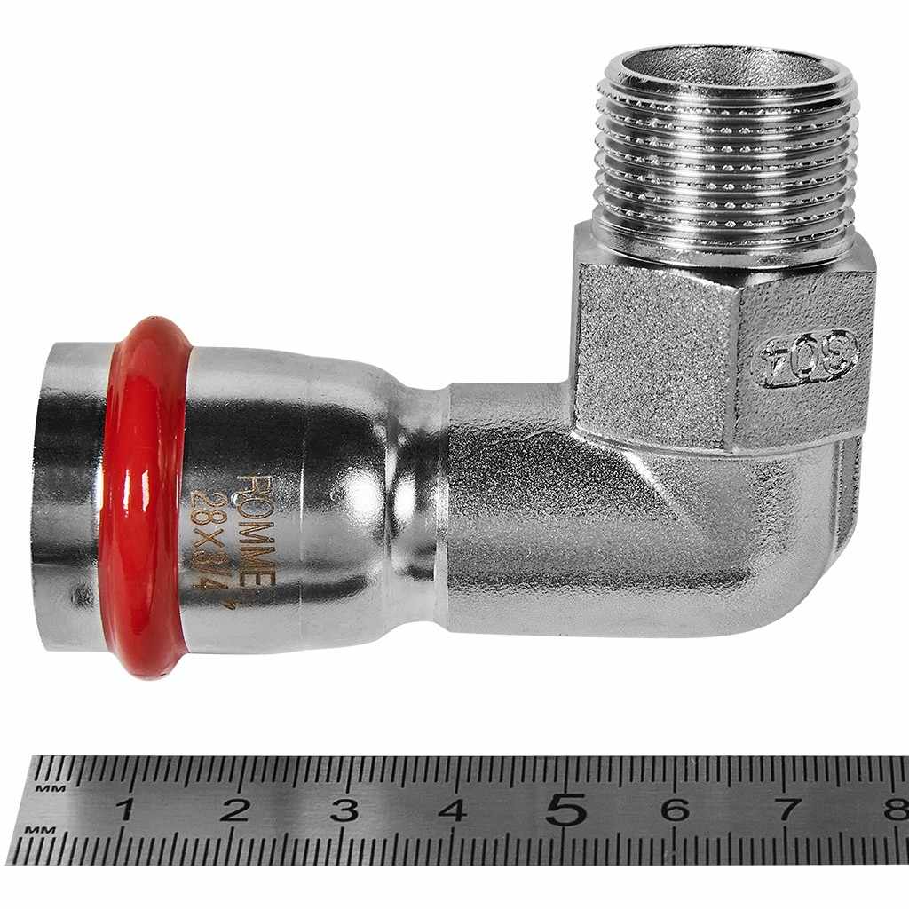 Угольник-Переходник ROMMER ВПр-НР, 28х3/4, из нержавеющей стали прессовой, RSS-1010-002834