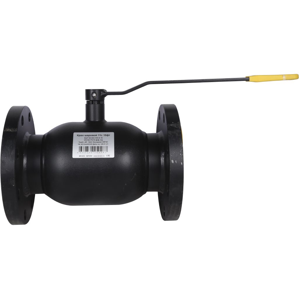 Кран шаровой стальной БРОЕН 11с10фт ф/ф DN 100 PN 16 для теплоснабжения, 9459446