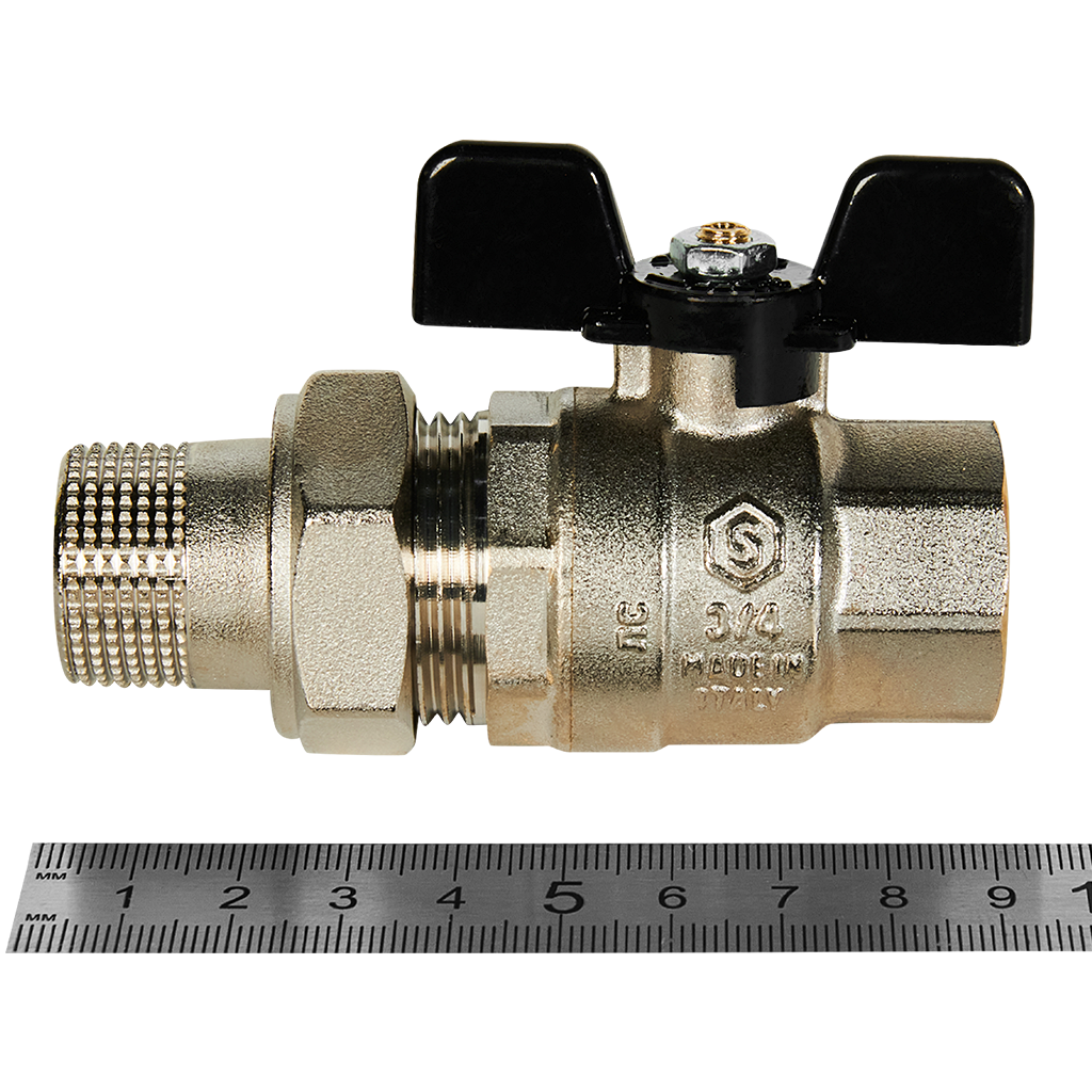 Кран шаровой полнопроходной с американкой STOUT ВР/НР ручка бабочка 3/4