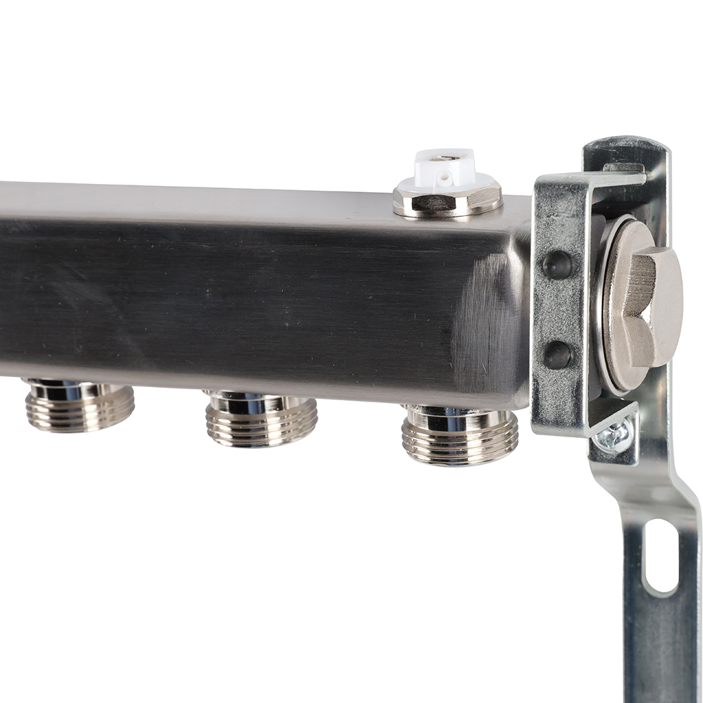 Коллектор из нержавеющей стали ROMMER для радиаторной разводки 10 выходов, RMS-4401-000010