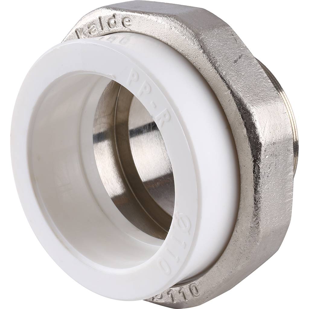 Муфта разъемная Kalde с наружной резьбой 110x4 для полипропиленовых труб под сварку (цвет белый), 3252-tum-110400