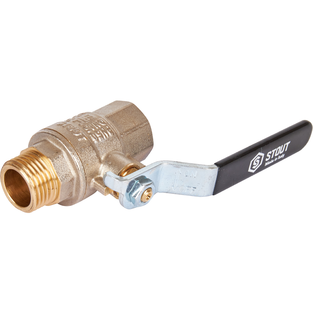 Кран шаровой STOUT полнопроходной, ВР/НР, ручка рычаг 1/2, SVB-0003-000015