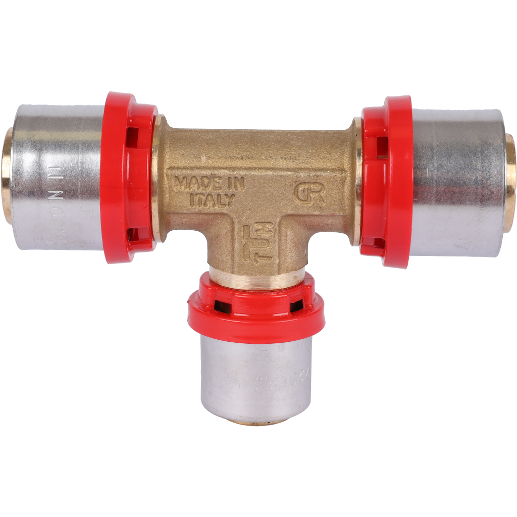 Тройник TIEMME редукционный 26x20x26 для металлопластиковых труб прессовой, 1650017