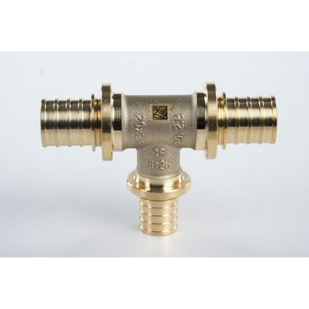 Тройник РЕХАУ с уменьшенным боковым проходом 20-16-20 MX для труб из сшитого полиэтилена аксиальный