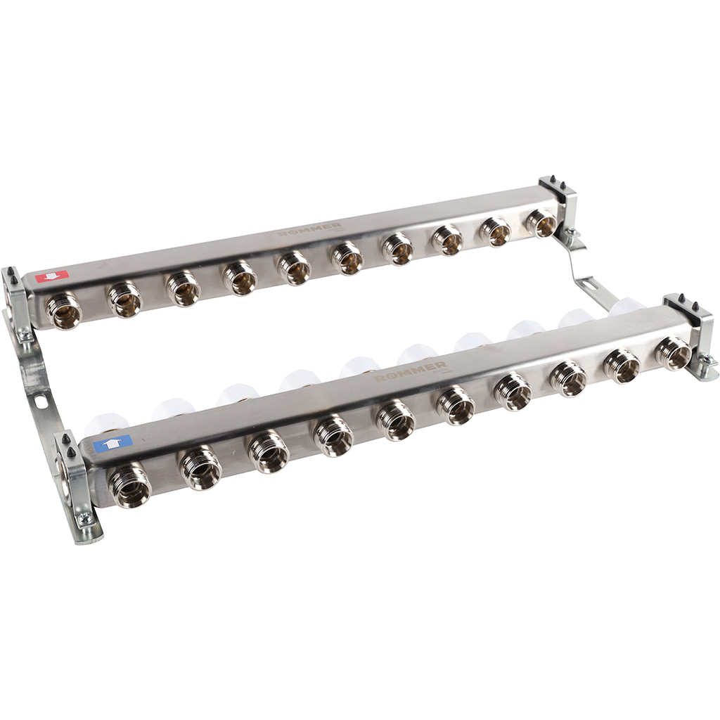 Коллектор из нержавеющей стали без расходомеров ROMMER 10 выходов, RMS-3200-000010