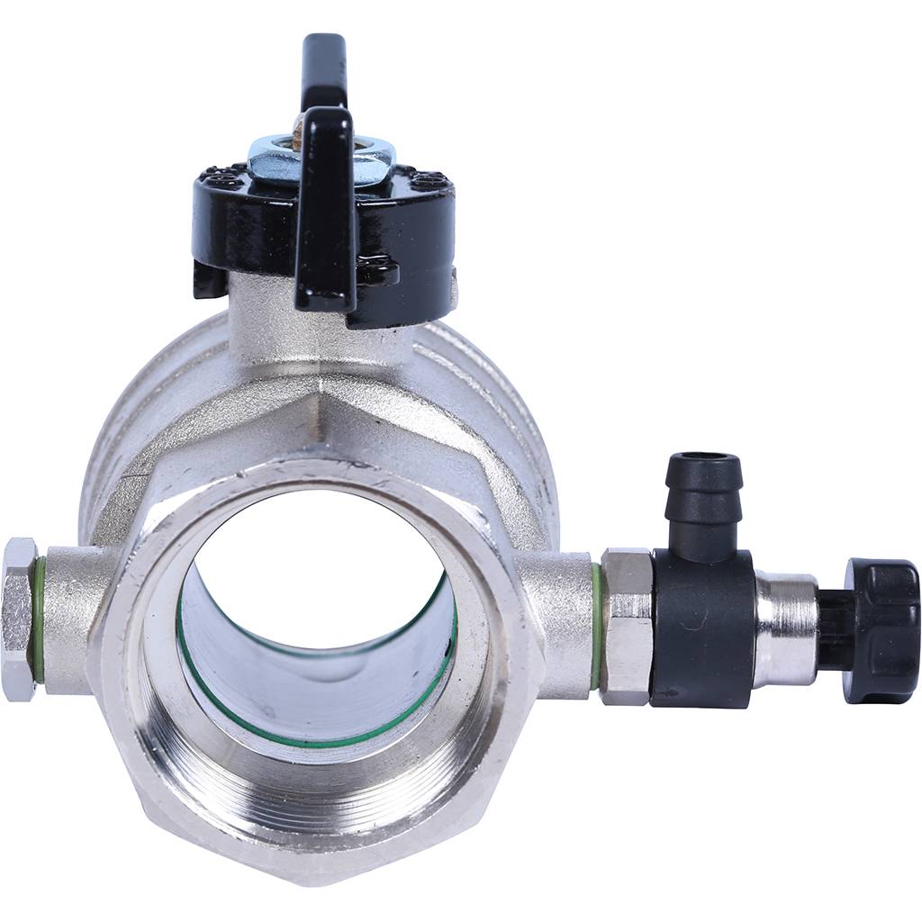 Кран шаровой BUGATTI Oregon 1 1/4 с дренажем и воздухоотводчиком, (ручка-бабочка) внут-внут резьба