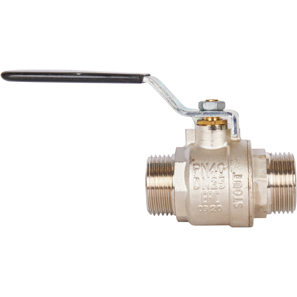 Кран шаровой STOUT полнопроходной, НР/НР, ручка рычаг 1, SVB-0005-000025