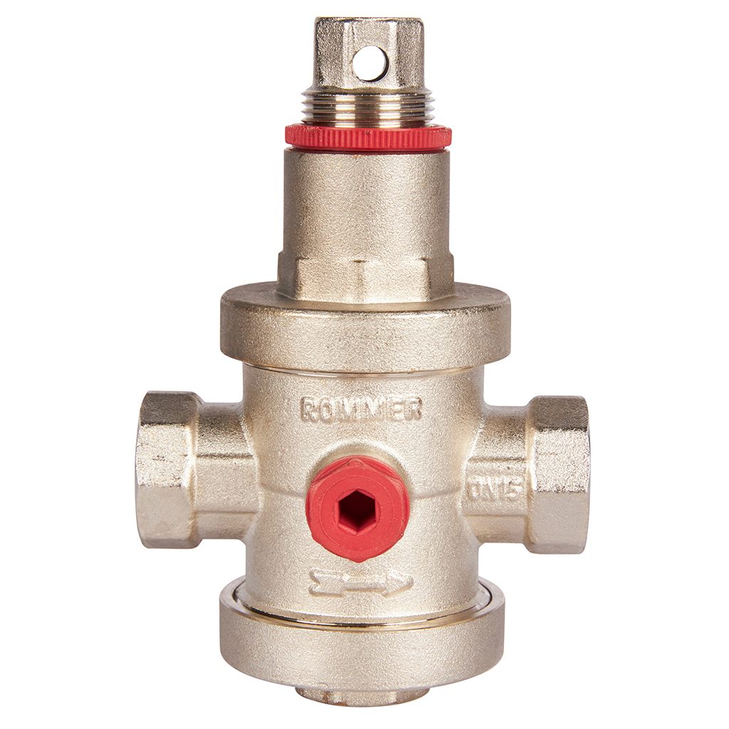 Редуктор давления ROMMER PN25 вн/вн 1/2  с выходом под манометр, RVS-0008-000015