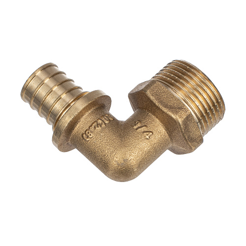 Угольник аксиальный, латунь, наружная резьба,20х3/4, желтый, RTP