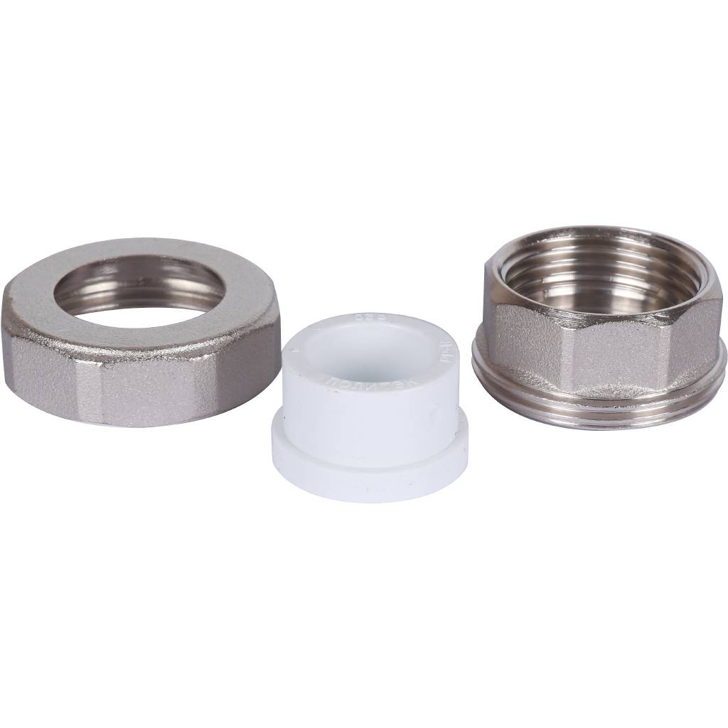 Муфта разъемная с внутренней резьбой Политэк 20х1 для полипропиленовых труб под сварку (цвет белый)