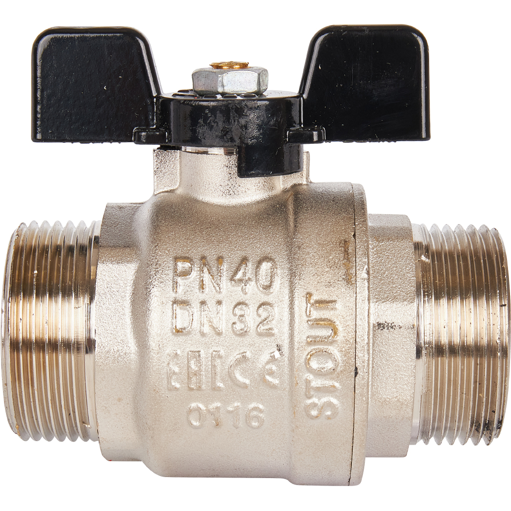 Кран шаровой STOUT полнопроходной, НР/НР, ручка бабочка 1 1/4, SVB-0006-000032