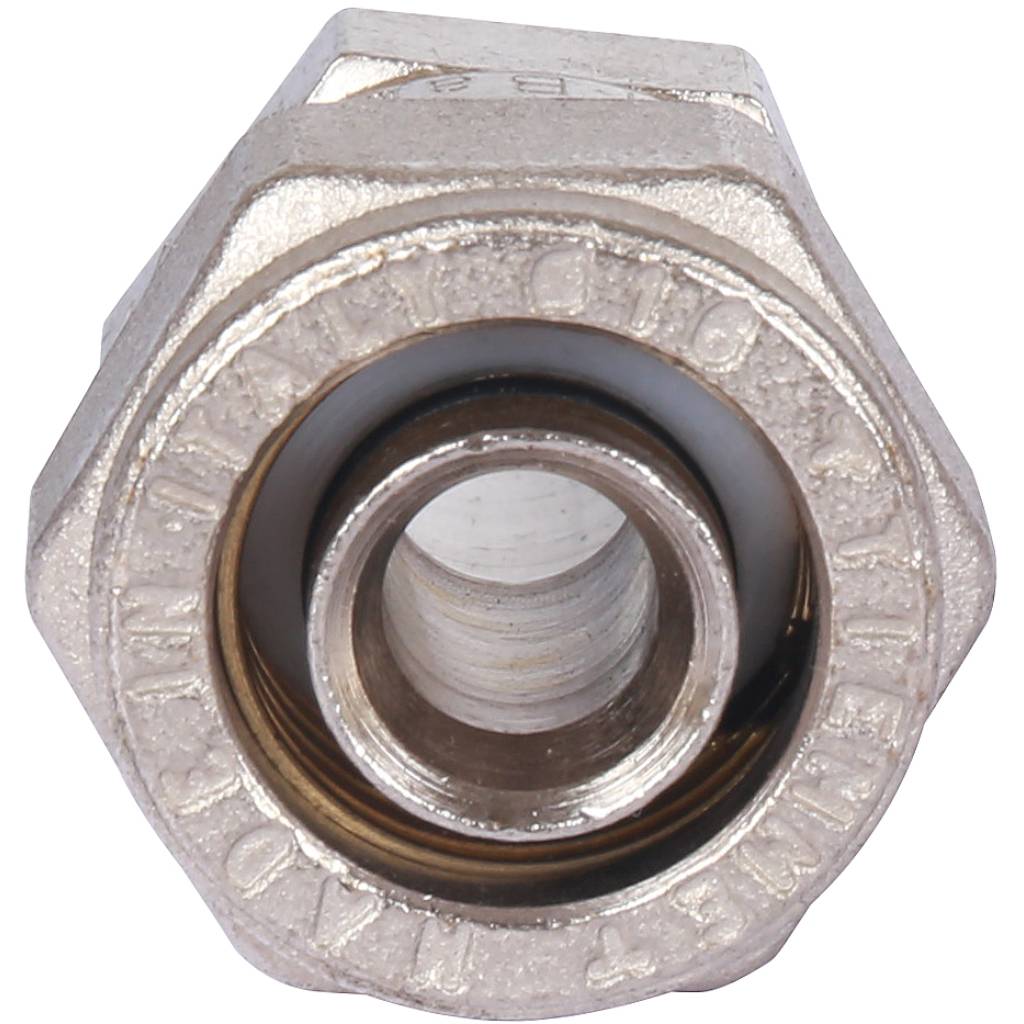 Переходник TIEMME ВР 16х3/8 никелированный для металлопластиковых труб винтовой, 1600069