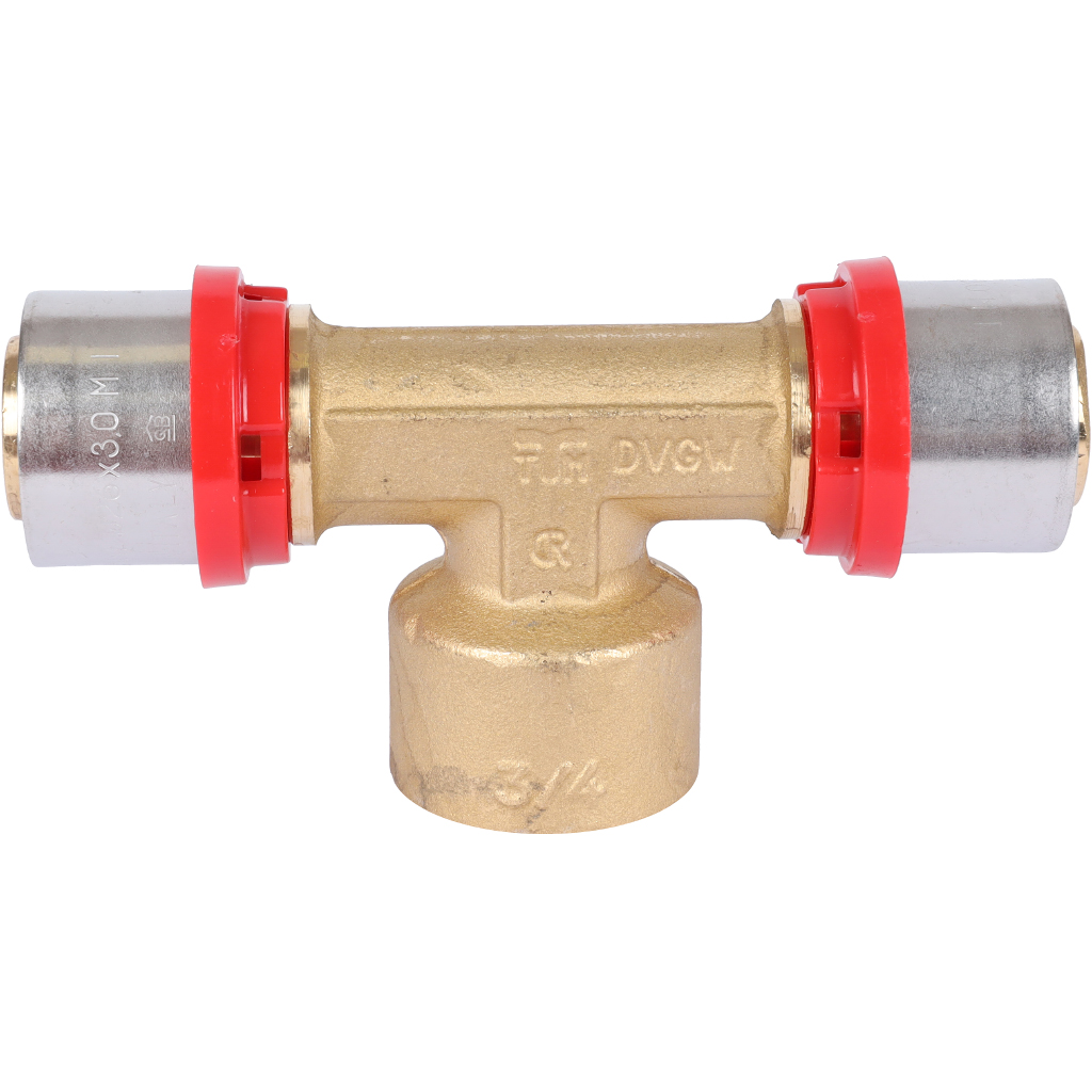 Тройник TIEMME с внутренней резьбой 26х3/4x26 для металлопластиковых труб прессовой, 1650048