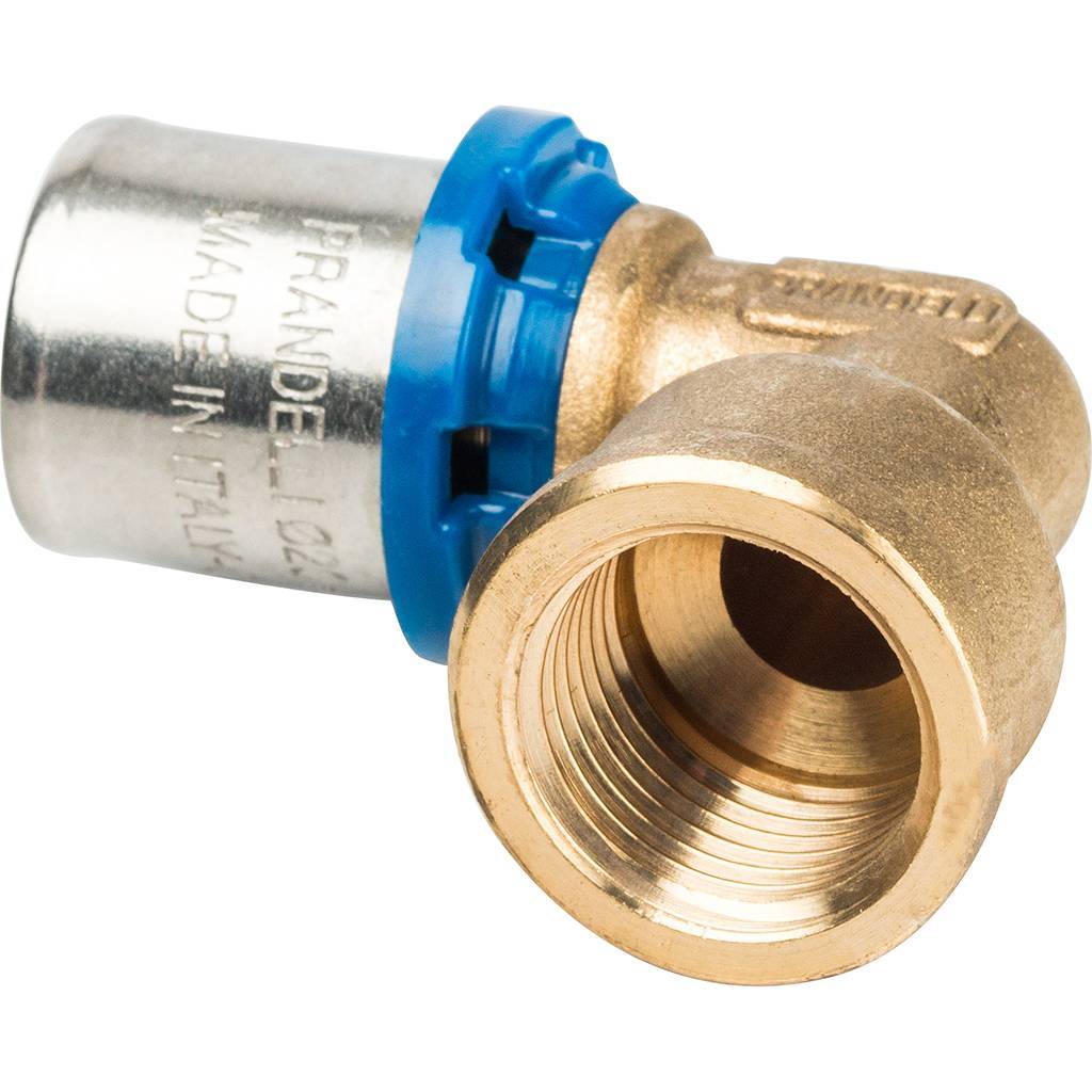 Угольник Prandelli Multyrama 90 с внут.рез. (20х2,0)х1/2 профиль H, TH, U для металлопластиковых труб прессовой, 509.04.52.0