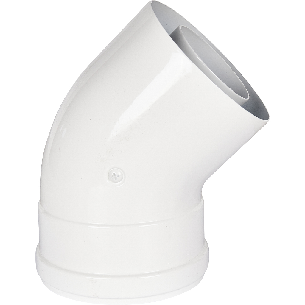 Отвод 45° традиционный коаксиальный ROMMER D60(п-м)/100(п-м), RCA-6010-000045