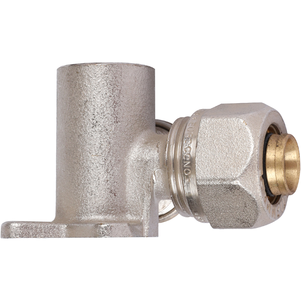 Тройник TIEMME с креплением, внутренняя резьба (20х2.0х1/2) для металлопластиковых труб винтовой, 1600106