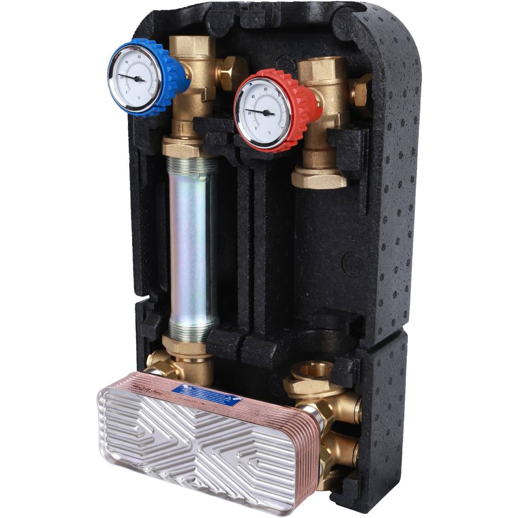 Насосная группа STOUT SDG-0038 с теплообменником 18 пластин, без насоса в теплоизоляции, SDG-0038-182501