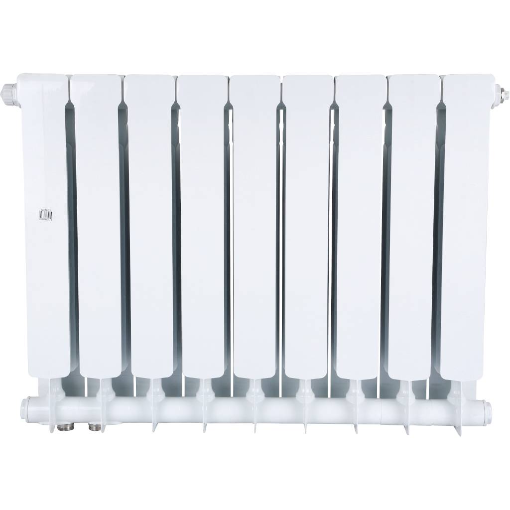 Радиатор биметаллический STOUT Space 500 9 секций нижнее правое подключение RAL9016, SRB-0320-050009