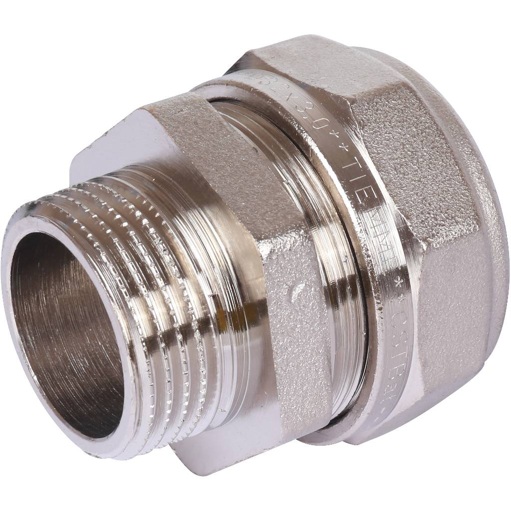 Муфта TIEMME с наружной резьбой (32х3.0х1) для металлопластиковых труб винтовой, 1600020
