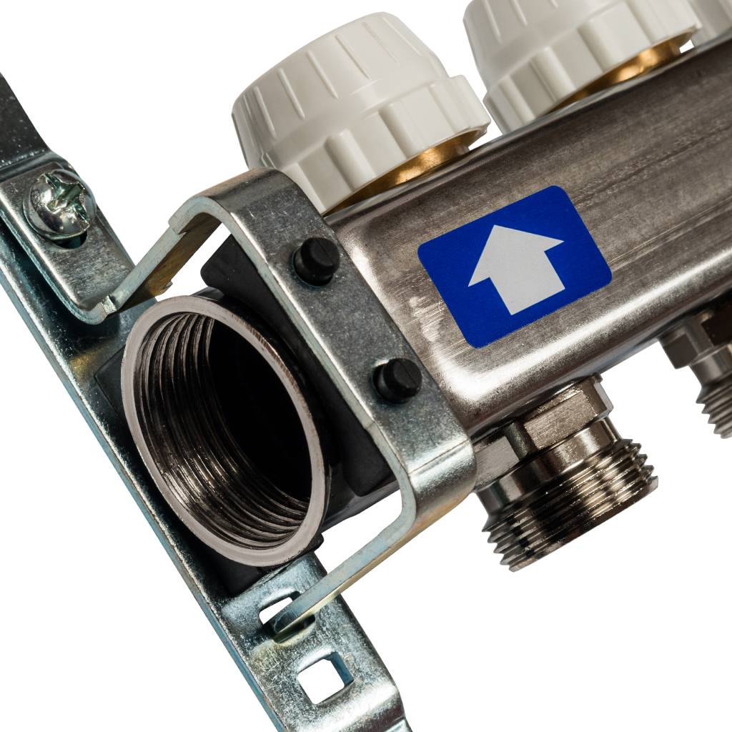 Коллектор из нержавеющей стали с расходомерами, с клапаном вып. воздуха и сливом STOUT 12 выходов, SMS-0927-000012