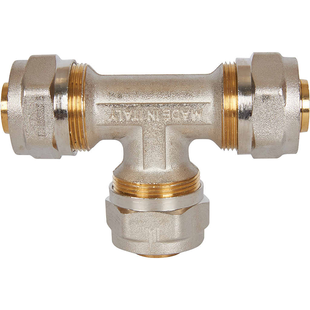 Тройник STOUT равнопроходный 26х26х26 для металлопластиковых труб винтовой, SFS-0009-000026