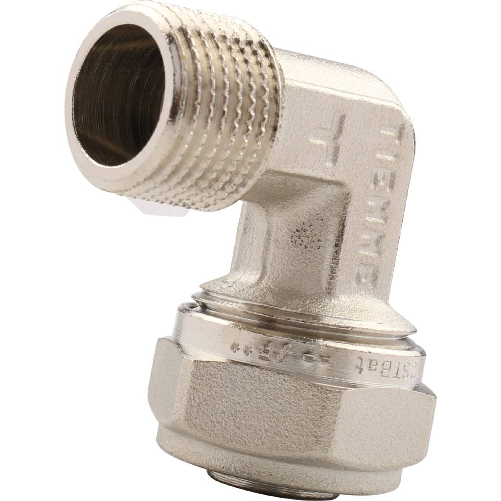 Угольник TIEMME с наружной резьбой (20х2.0х1/2) для металлопластиковых труб винтовой, 1600042